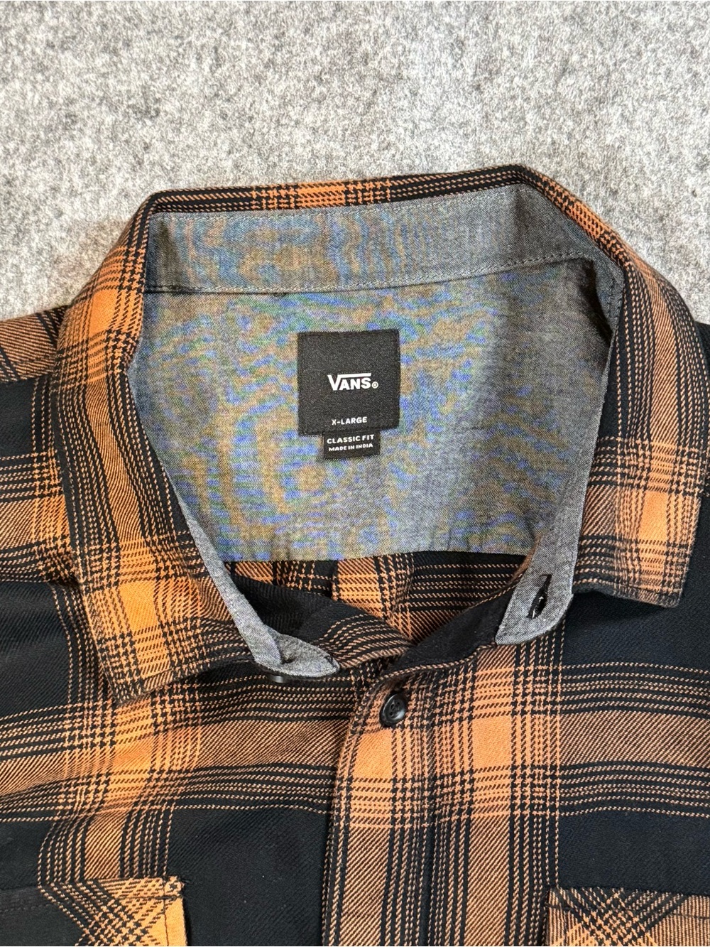 Vans Monterey III Plaid Flannel Shirt Black Orange Men’s XL - Picture 3 of 14